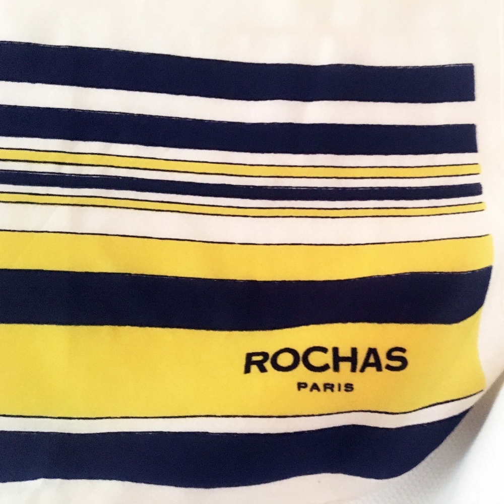 Vintage Rochas Paris Square Scarf Navy and Yellow